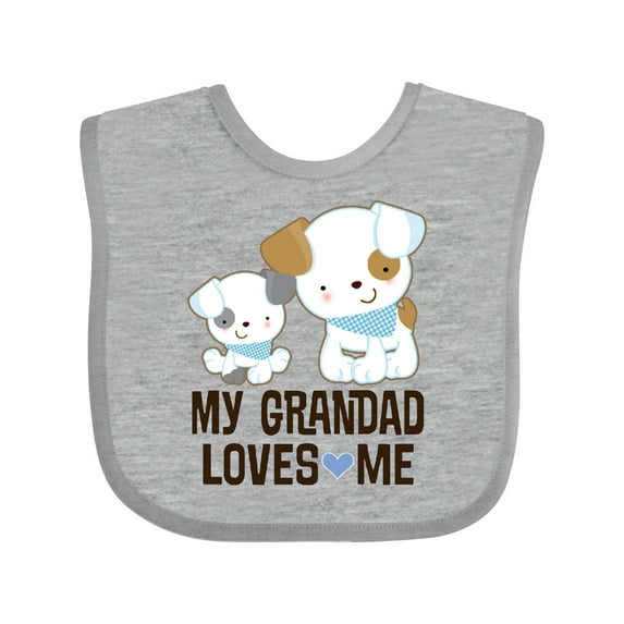 Inktastic My Grandad Loves Me Grandson Puppy Boys Baby Bib