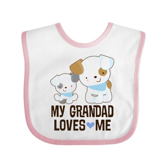 Inktastic My Grandad Loves Me Grandson Puppy Boys Baby Bib