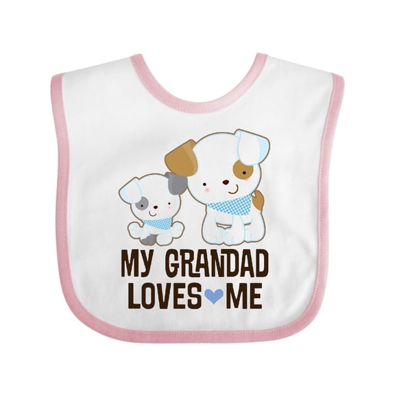 Inktastic My Grandad Loves Me Grandson Puppy Boys Baby Bib