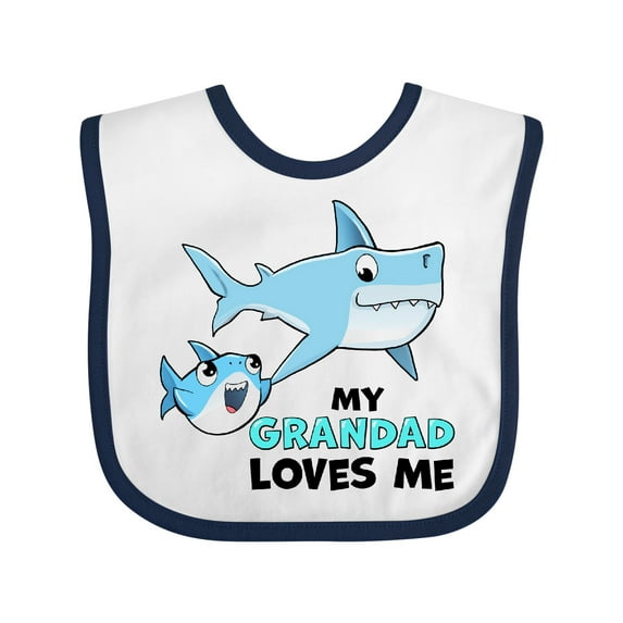 Inktastic My Grandad Loves Me with Cute Sharks Boys or Girls Baby Bib