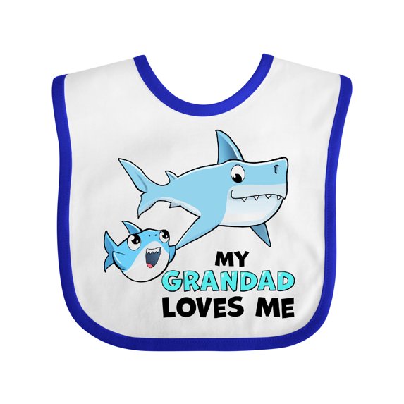 Inktastic My Grandad Loves Me with Cute Sharks Boys or Girls Baby Bib