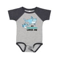 thumbnail image 1 of Inktastic My Grandad Loves Me with Cute Sharks Boys or Girls Baby Bodysuit, 1 of 5