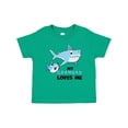 thumbnail image 1 of Inktastic My Grandad Loves Me with Cute Sharks Boys or Girls Baby T-Shirt, 1 of 5