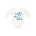 thumbnail image 1 of Inktastic My Grandad Loves Me with Cute Sharks Boys or Girls Long Sleeve Baby Bodysuit, 1 of 5