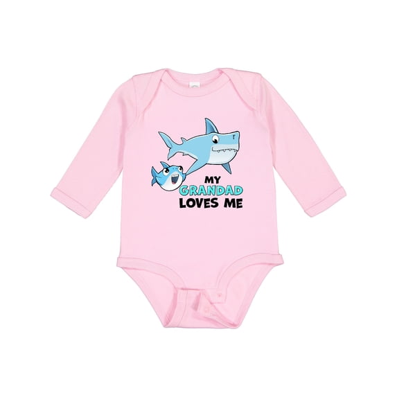 Inktastic My Grandad Loves Me with Cute Sharks Boys or Girls Long Sleeve Baby Bodysuit
