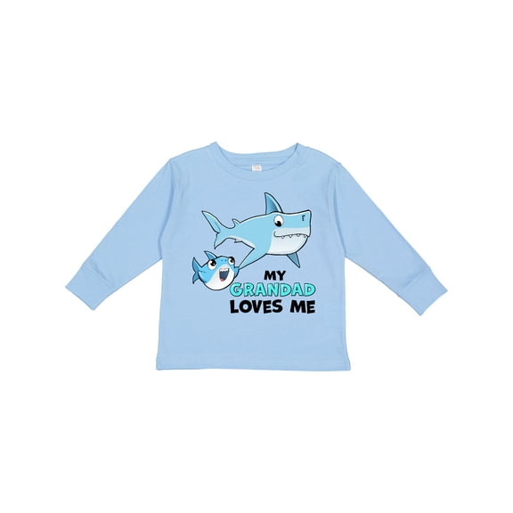 Inktastic My Grandad Loves Me with Cute Sharks Boys or Girls Long Sleeve Toddler T-Shirt