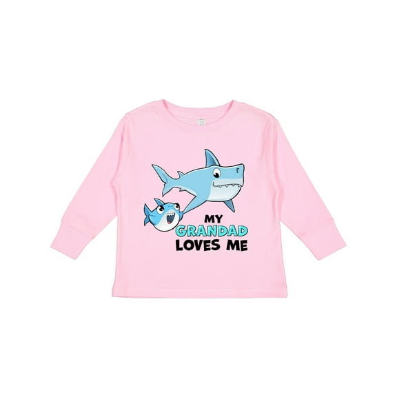 Inktastic My Grandad Loves Me with Cute Sharks Boys or Girls Long Sleeve Toddler T-Shirt