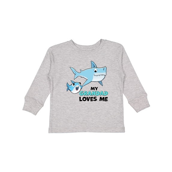 Inktastic My Grandad Loves Me with Cute Sharks Boys or Girls Long Sleeve Toddler T-Shirt