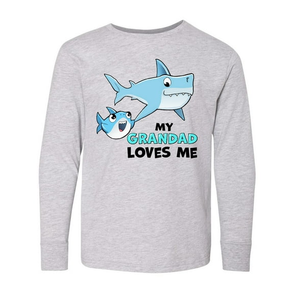 Inktastic My Grandad Loves Me with Cute Sharks Long Sleeve Youth T-Shirt