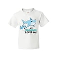 thumbnail image 1 of Inktastic My Grandad Loves Me with Cute Sharks Youth T-Shirt, 1 of 5