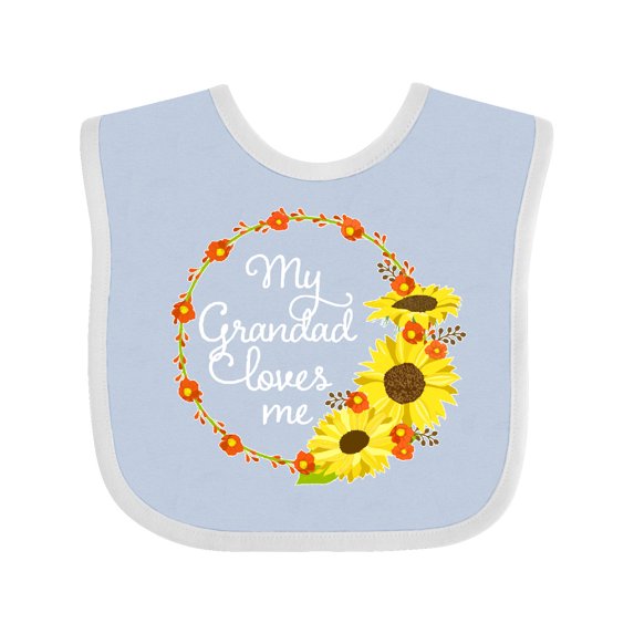 Inktastic My Grandad Loves Me with Sunflower Wreath Boys or Girls Baby Bib