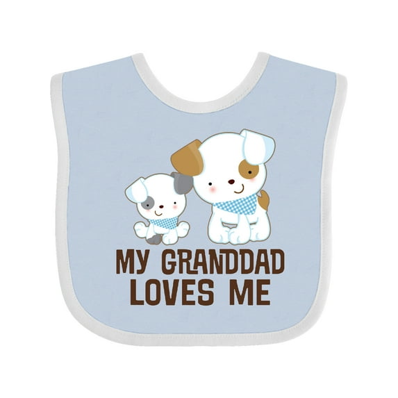 Inktastic My Granddad Loves Me Grandson Puppy Boys Baby Bib