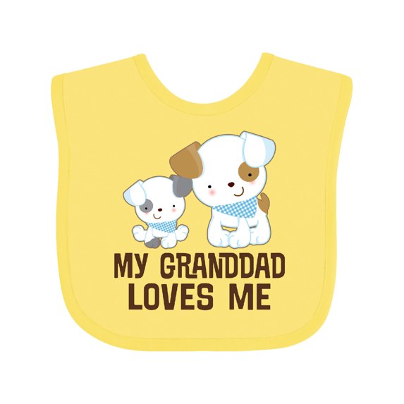 Inktastic My Granddad Loves Me Grandson Puppy Boys Baby Bib