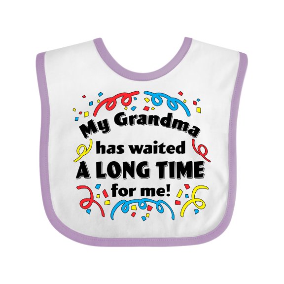 Inktastic My Grandma Has Waited a Long Time for Me Boys or Girls Baby Bib