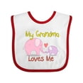 thumbnail image 1 of Inktastic My Grandma Loves Me Boys or Girls Baby Bib, 1 of 4