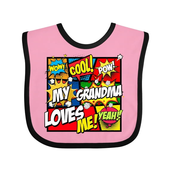 Inktastic My Grandma Loves Me Boys or Girls Baby Bib