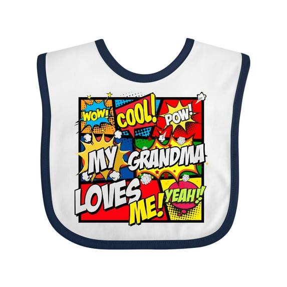 Inktastic My Grandma Loves Me Boys or Girls Baby Bib