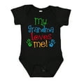 thumbnail image 1 of Inktastic My Grandma Loves Me Boys or Girls Baby Bodysuit, 1 of 5