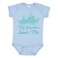 thumbnail image 1 of Inktastic My Grandma Loves Me Boys or Girls Baby Bodysuit, 1 of 5