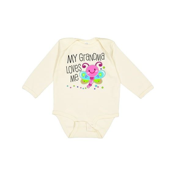 Inktastic My Grandma Loves Me Cute Dragonfly Boys or Girls Long Sleeve Baby Bodysuit