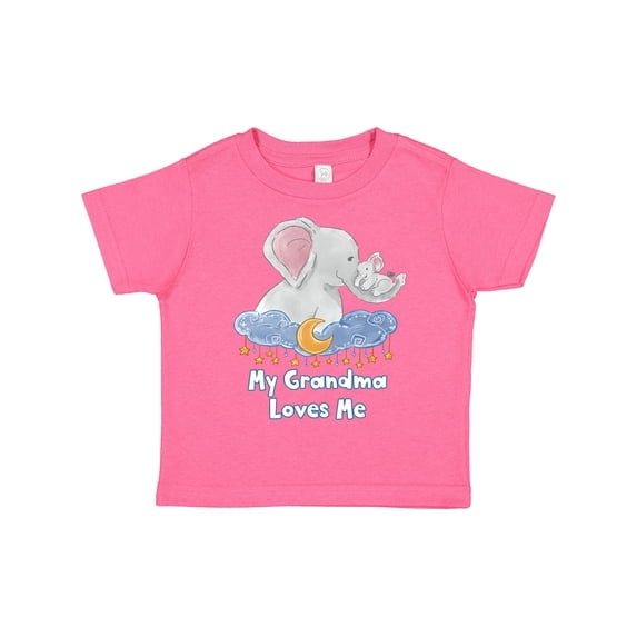 Inktastic My Grandma Loves Me Cute Elephants Clouds Moon and Stars Boys or Girls Toddler T-Shirt