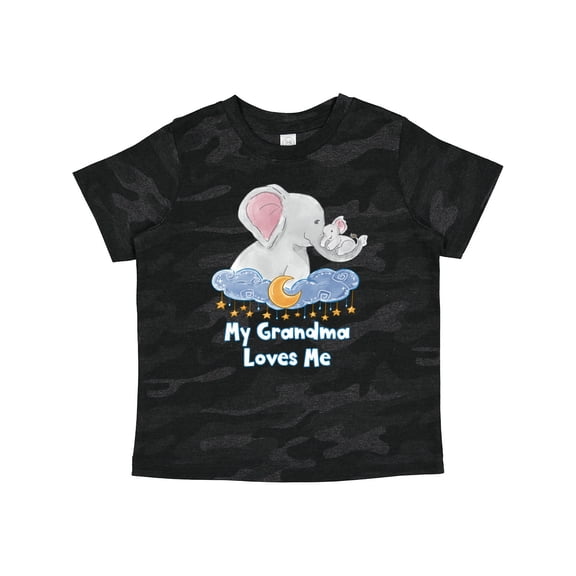 Inktastic My Grandma Loves Me Cute Elephants Clouds Moon and Stars Boys or Girls Toddler T-Shirt