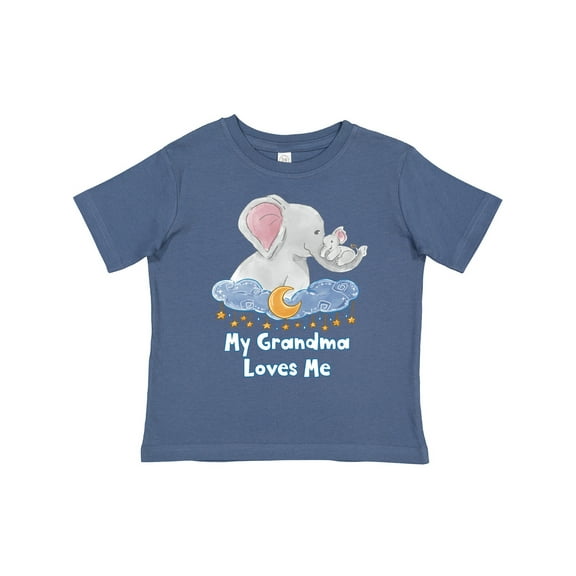 Inktastic My Grandma Loves Me Cute Elephants Clouds Moon and Stars Boys or Girls Toddler T-Shirt