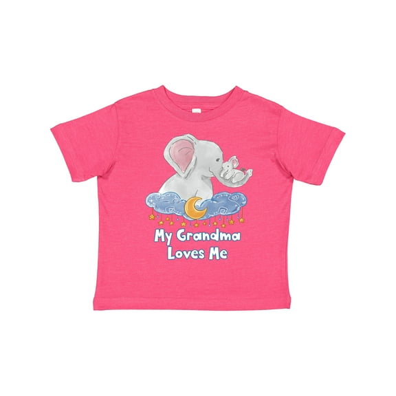 Inktastic My Grandma Loves Me Cute Elephants Clouds Moon and Stars Boys or Girls Toddler T-Shirt