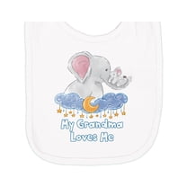 Inktastic My Grandma Loves Me Cute Elephants Clouds Moon and Stars Newborn Bib