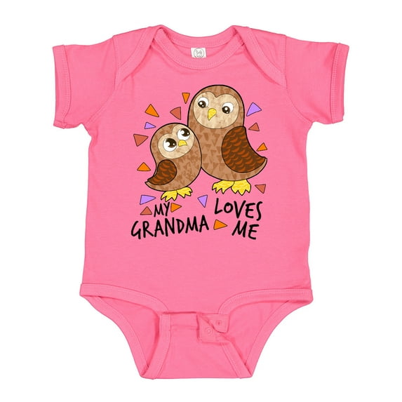 Inktastic My Grandma Loves Me- Cute Owl Family Boys or Girls Baby Bodysuit