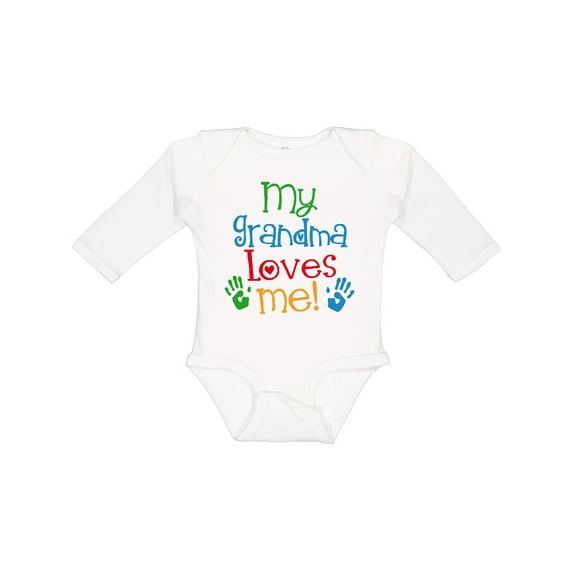 Inktastic My Grandma Loves Me Gift Boys or Girls Long Sleeve Baby Bodysuit