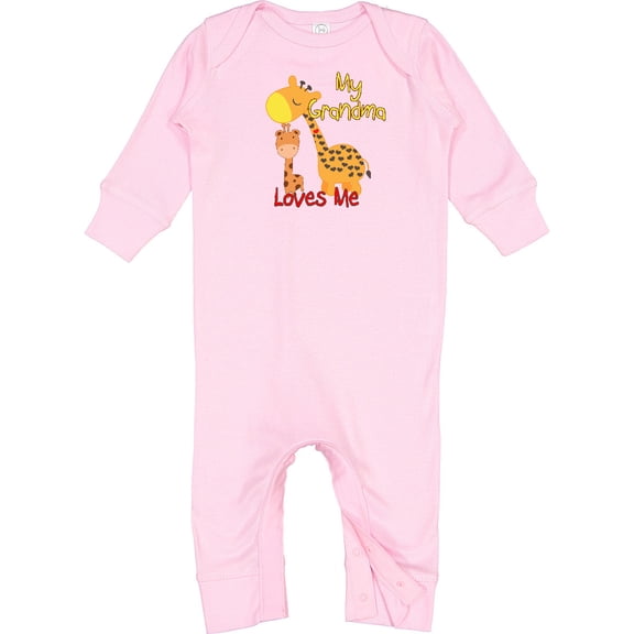 Inktastic My Grandma Loves Me Giraffe Baby Romper Coveralls