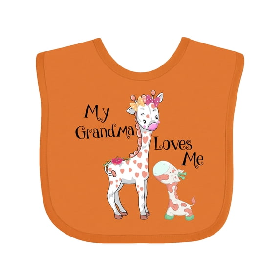 Inktastic My Grandma Loves Me Giraffe Boys or Girls Baby Bib