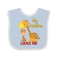 thumbnail image 1 of Inktastic My Grandma Loves Me Giraffe Boys or Girls Baby Bib, 1 of 4