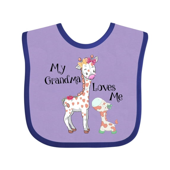 Inktastic My Grandma Loves Me Giraffe Boys or Girls Baby Bib