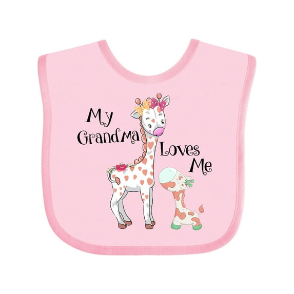 Inktastic My Grandma Loves Me Giraffe Boys or Girls Baby Bib
