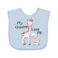 thumbnail image 1 of Inktastic My Grandma Loves Me Giraffe Boys or Girls Baby Bib, 1 of 4