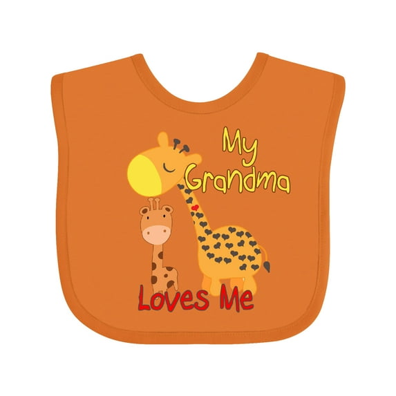 Inktastic My Grandma Loves Me Giraffe Boys or Girls Baby Bib