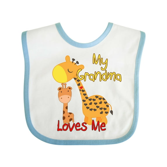 Inktastic My Grandma Loves Me Giraffe Boys or Girls Baby Bib