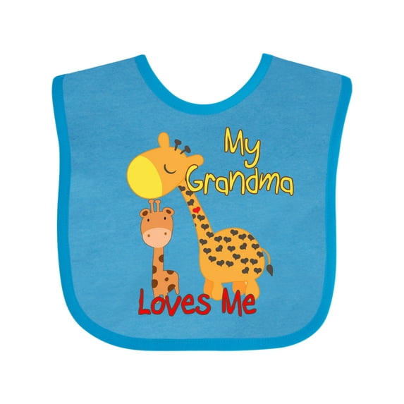 Inktastic My Grandma Loves Me Giraffe Boys or Girls Baby Bib
