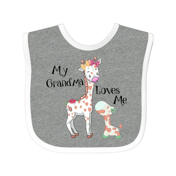 Inktastic My Grandma Loves Me Giraffe Boys or Girls Baby Bib