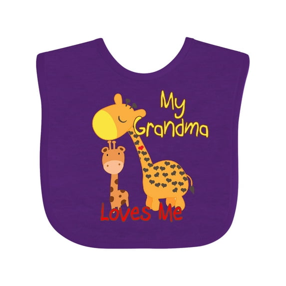 Inktastic My Grandma Loves Me Giraffe Boys or Girls Baby Bib