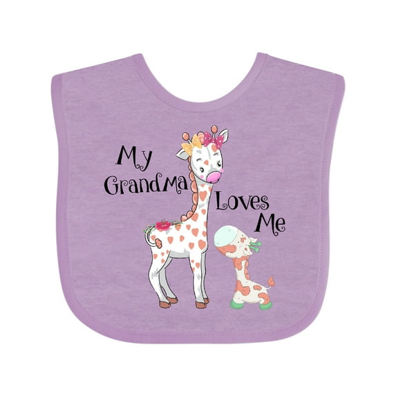Inktastic My Grandma Loves Me Giraffe Boys or Girls Baby Bib
