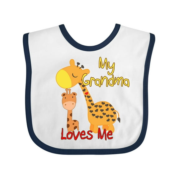 Inktastic My Grandma Loves Me Giraffe Boys or Girls Baby Bib