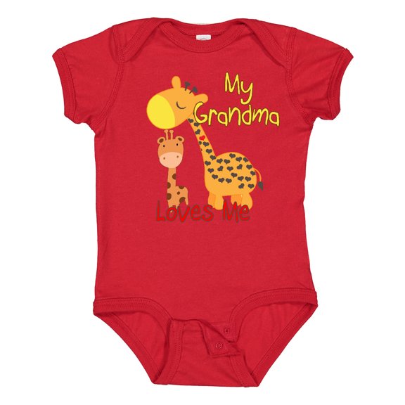 Inktastic My Grandma Loves Me Giraffe Boys or Girls Baby Bodysuit