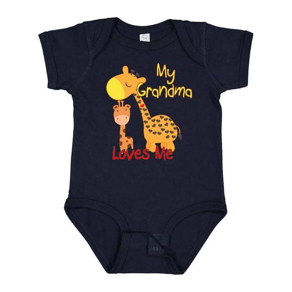 Inktastic My Grandma Loves Me Giraffe Boys or Girls Baby Bodysuit