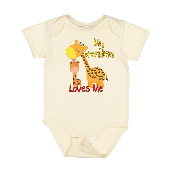 Inktastic My Grandma Loves Me Giraffe Boys or Girls Baby Bodysuit