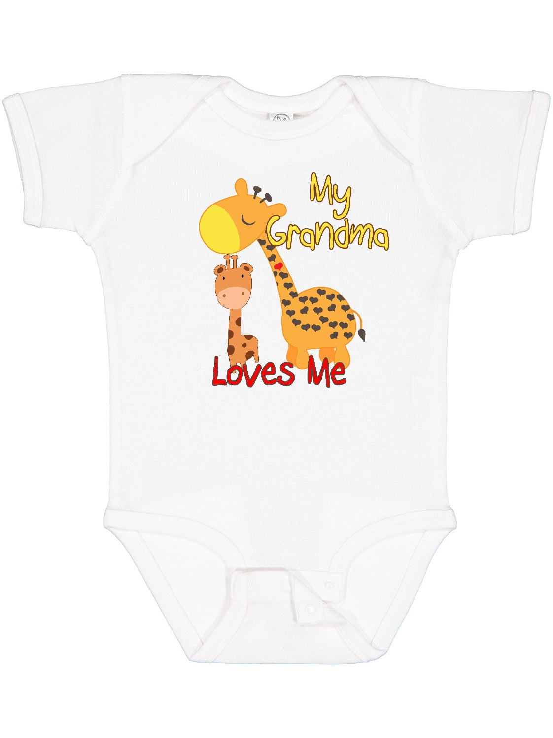 Inktastic My Grandma Loves Me Giraffe Boys or Girls Baby Bodysuit