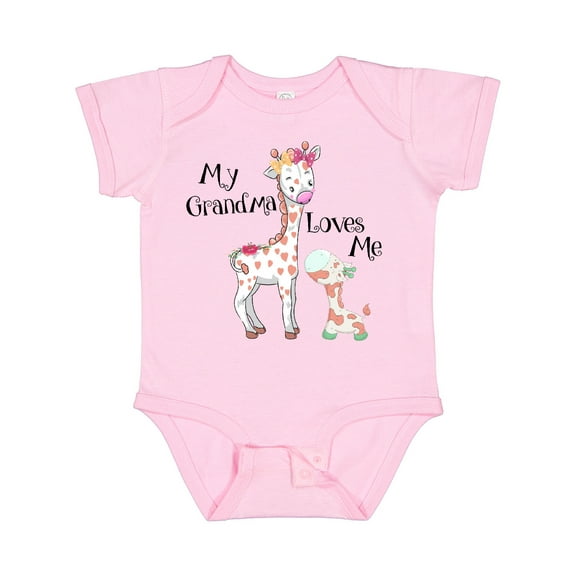 Inktastic My Grandma Loves Me Giraffe Boys or Girls Baby Bodysuit