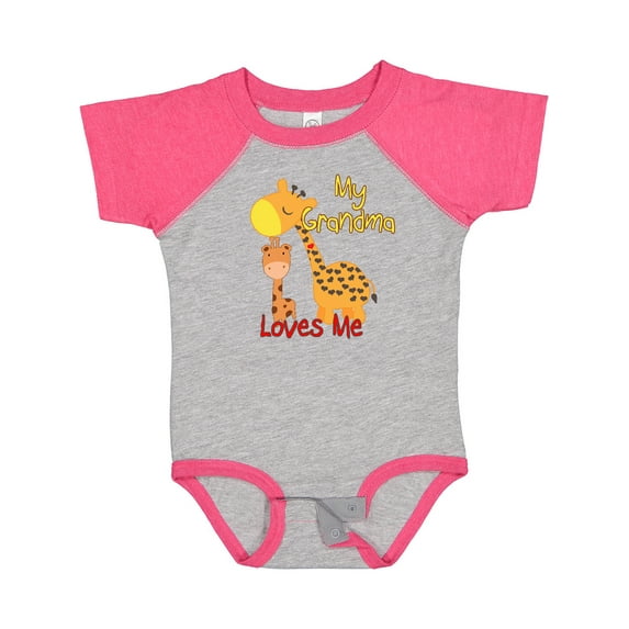 Inktastic My Grandma Loves Me Giraffe Boys or Girls Baby Bodysuit